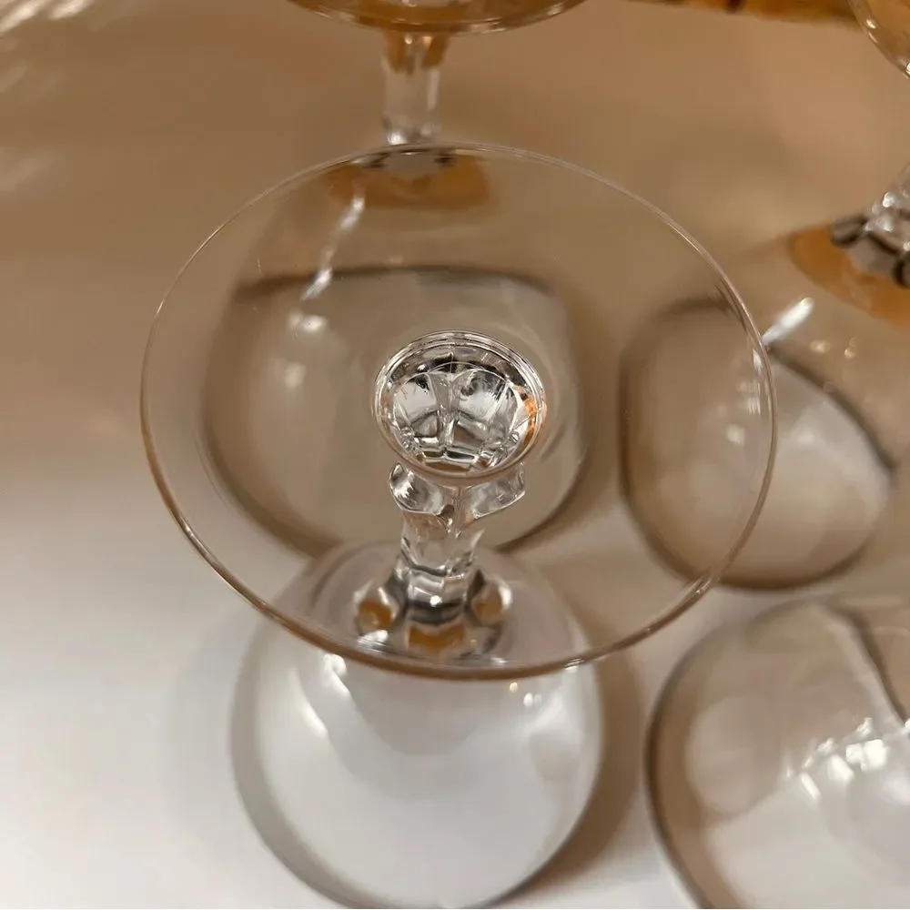 Vintage Fostoria platinum rim wedding ring crystal glasses, set of six